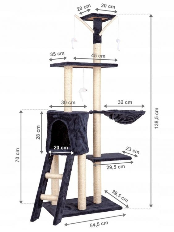 Cat tree scratching post 138cm XL Grey