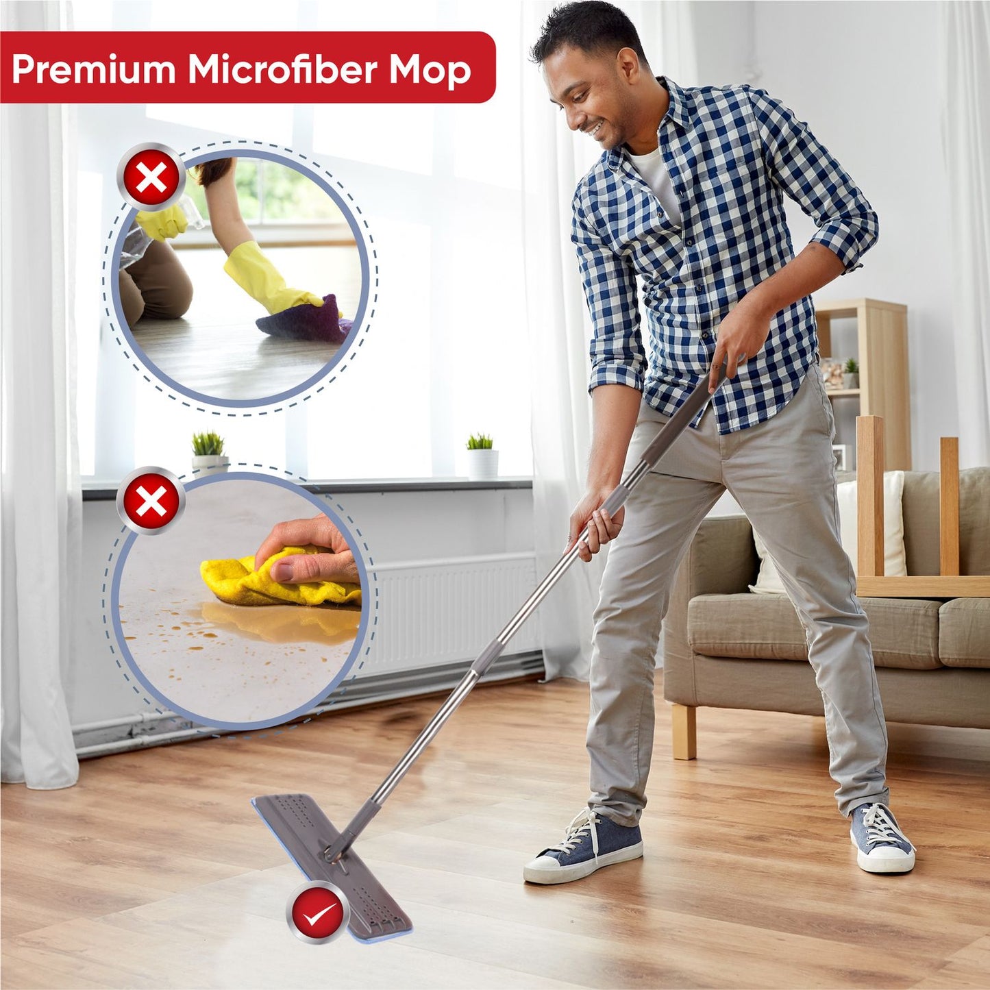 Cenocco CC-9077: Flat Mop with Bucket Red