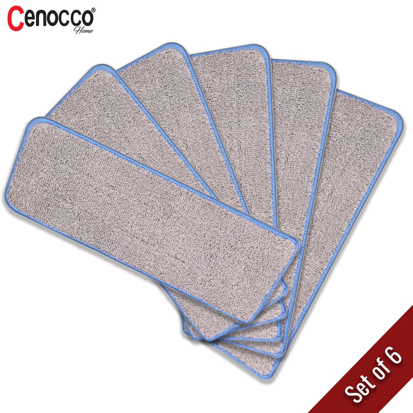 Cenocco CC-MOPM6: Set of 6 Washable Microfiber Mop Replacement Pads