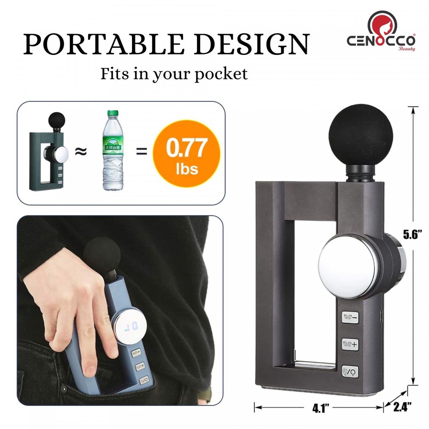 Cenocco Portable Heated Massage Gun Gray