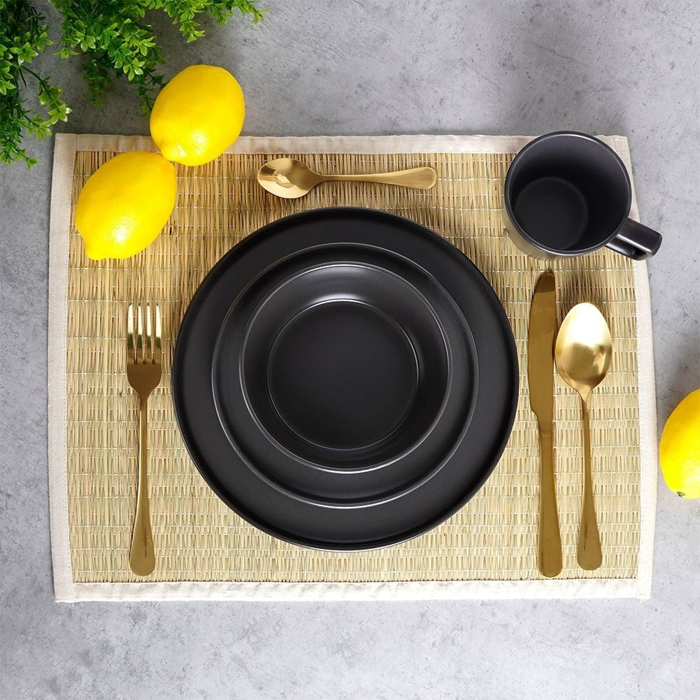 Ceramic 16-piece set for 4, matt black, dishwasher safe