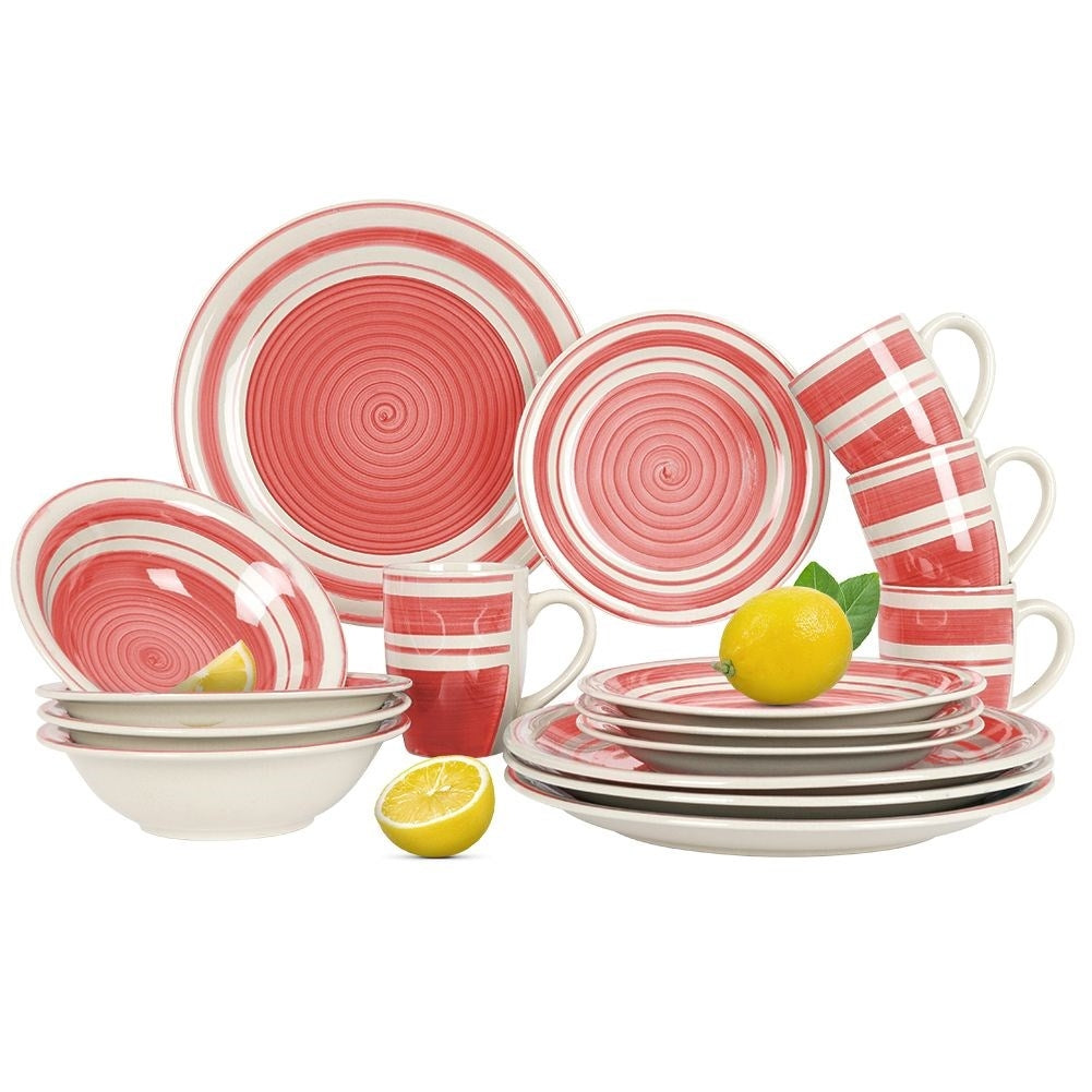 Ceramic 16-piece set for 4 people - trendy color palette