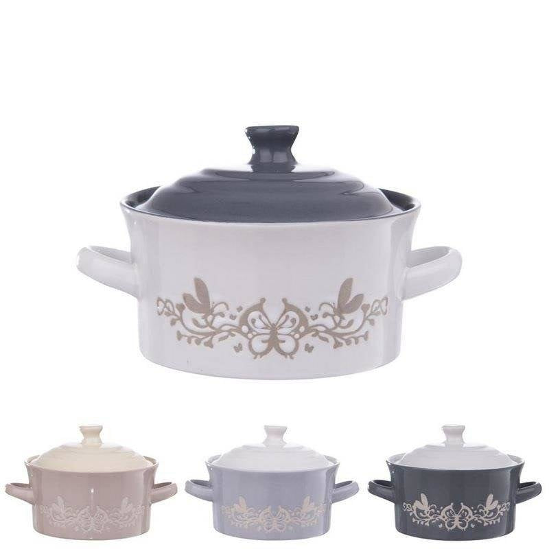 Ceramic Bowl with Lid and Handle for Gratin