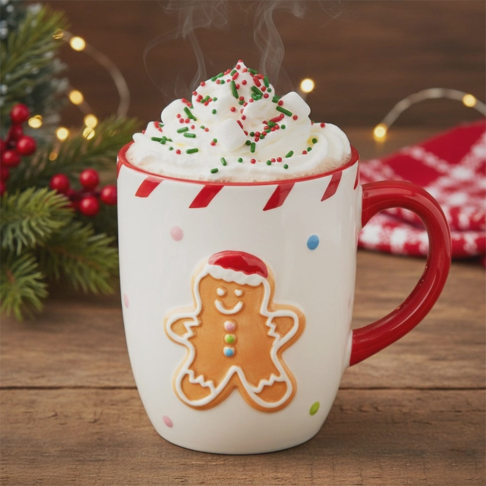 Ceramic Christmas Mug, Gingerbread Man Design, 330ml