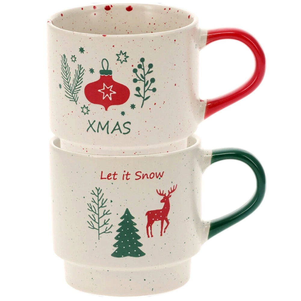 Ceramic Christmas Mugs Set, 350 ml, 2 Pieces