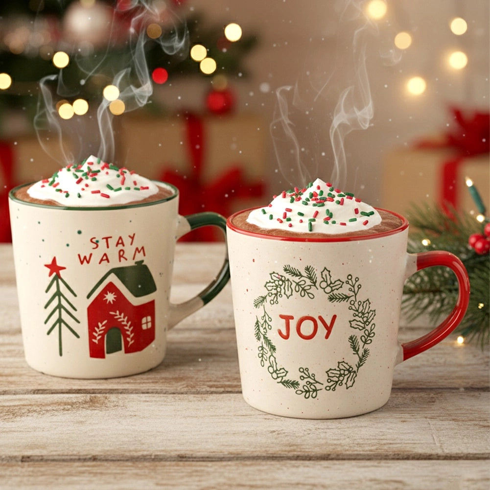 Ceramic Christmas Mugs Set, 350 ml, 2 Pieces