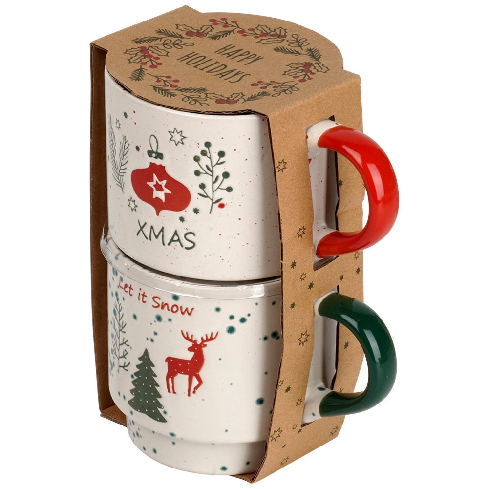 Ceramic Christmas Mugs Set, 350 ml, 2 Pieces