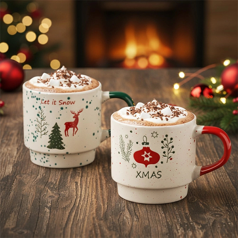 Ceramic Christmas Mugs Set, 350 ml, 2 Pieces