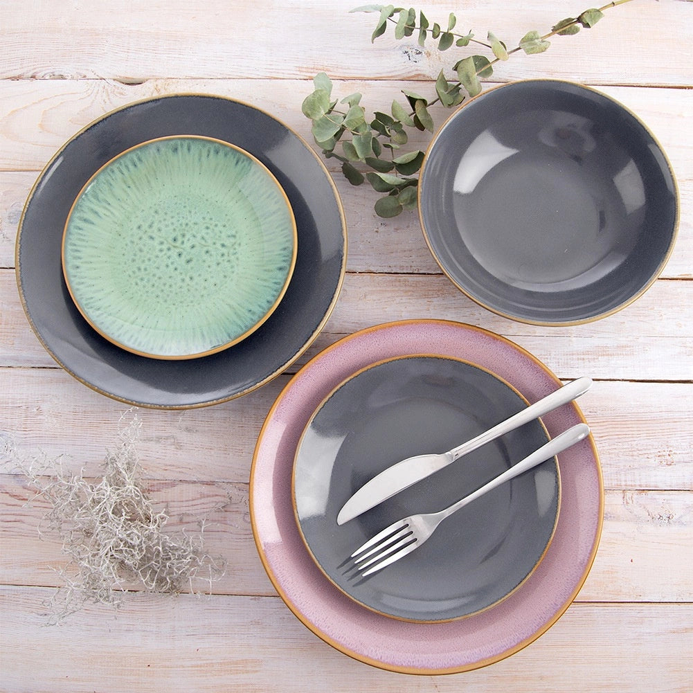 Ceramic Dessert Plate, Gray, 20.5 cm, Dishwasher Safe