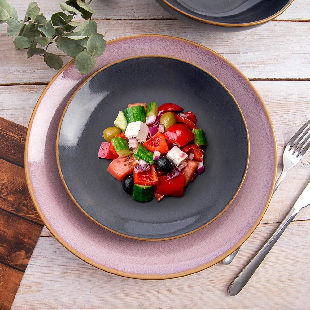 Ceramic Dessert Plate, Gray, 20.5 cm, Dishwasher Safe