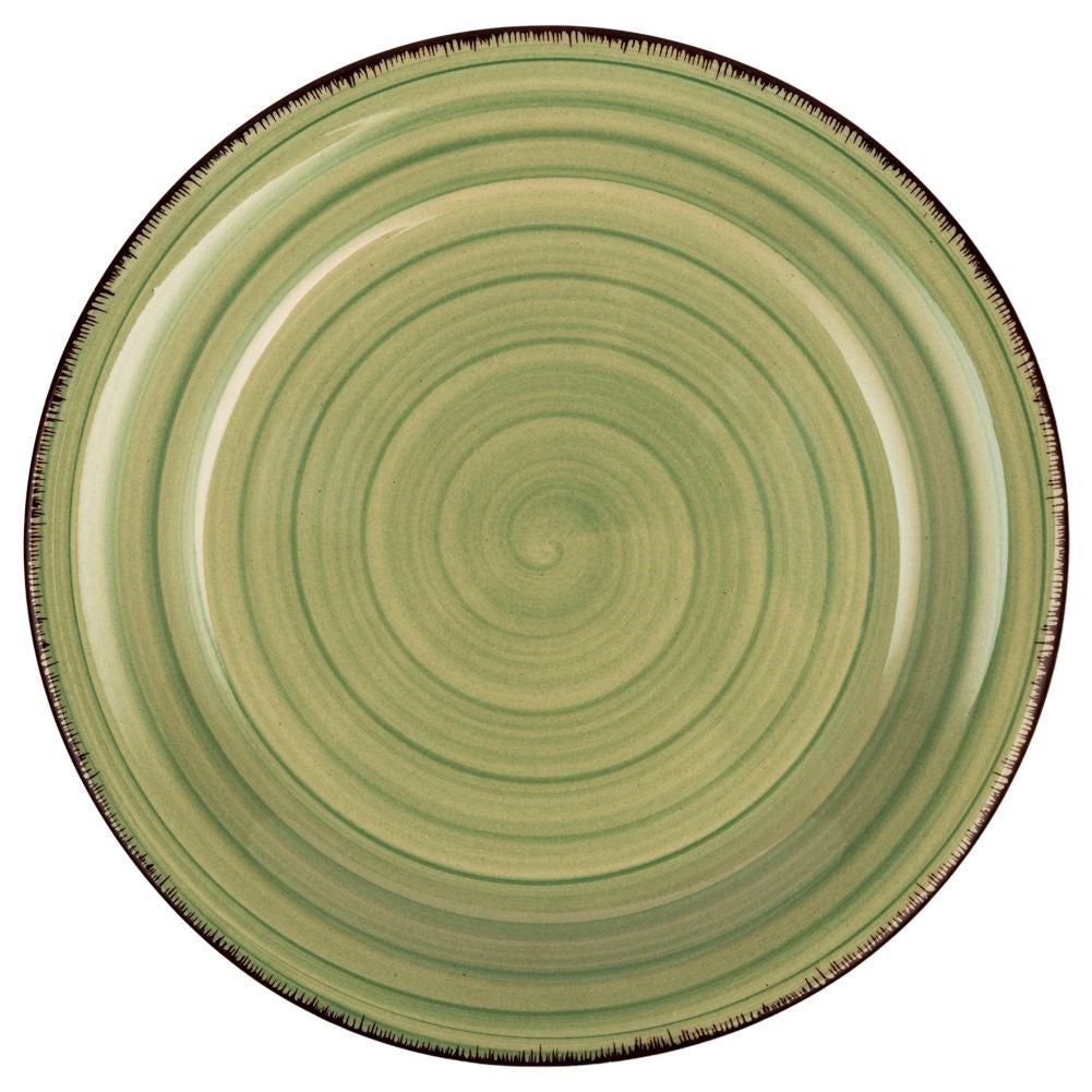 Ceramic Dessert Plate in Green and Beige