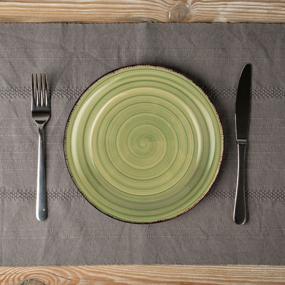 Ceramic Dessert Plate in Green and Beige