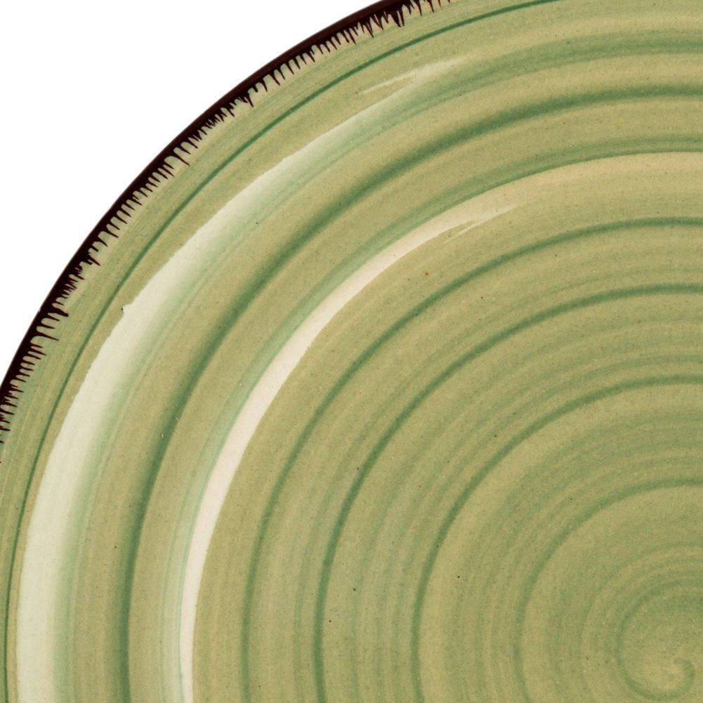 Ceramic Dessert Plate in Green and Beige