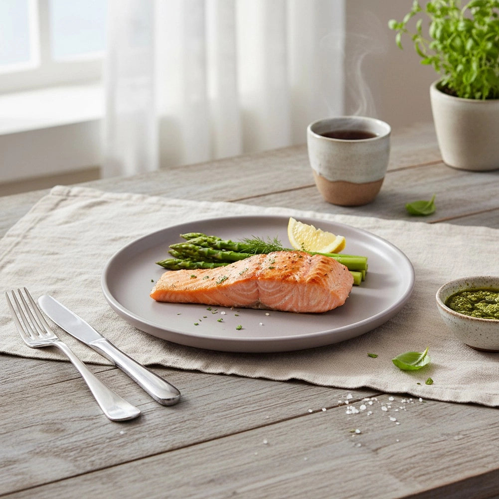 Ceramic Dinner Plate, Gray, 26.5 cm, Microwave Safe
