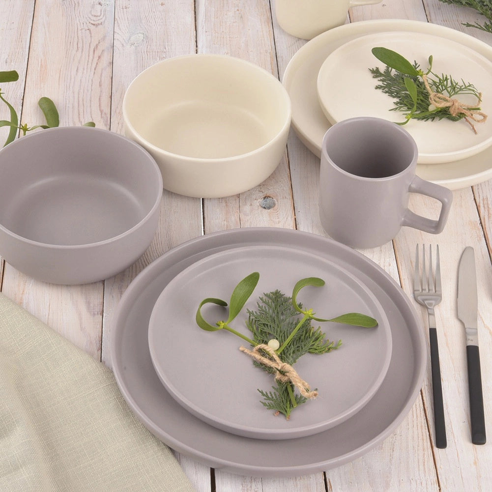 Ceramic Dinner Plate, Gray, 26.5 cm, Microwave Safe