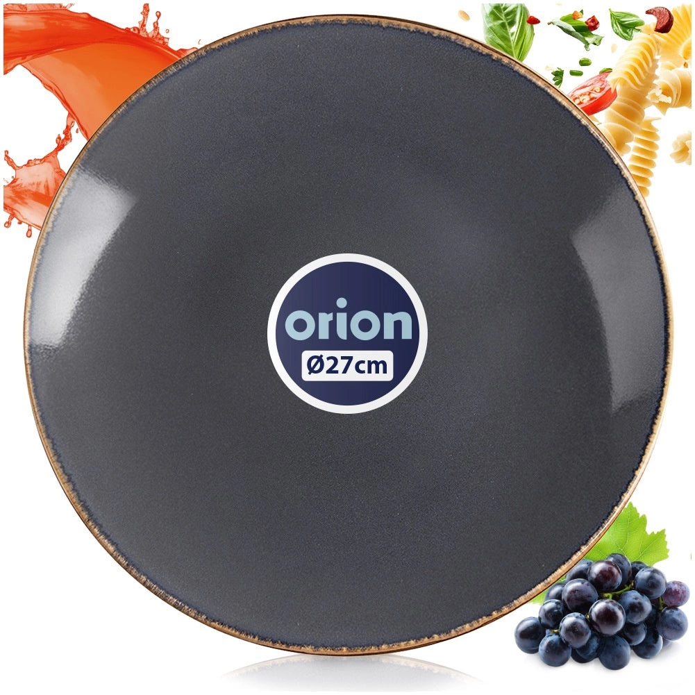 Ceramic Dinner Plate, Gray, 27 cm, Dishwasher Safe