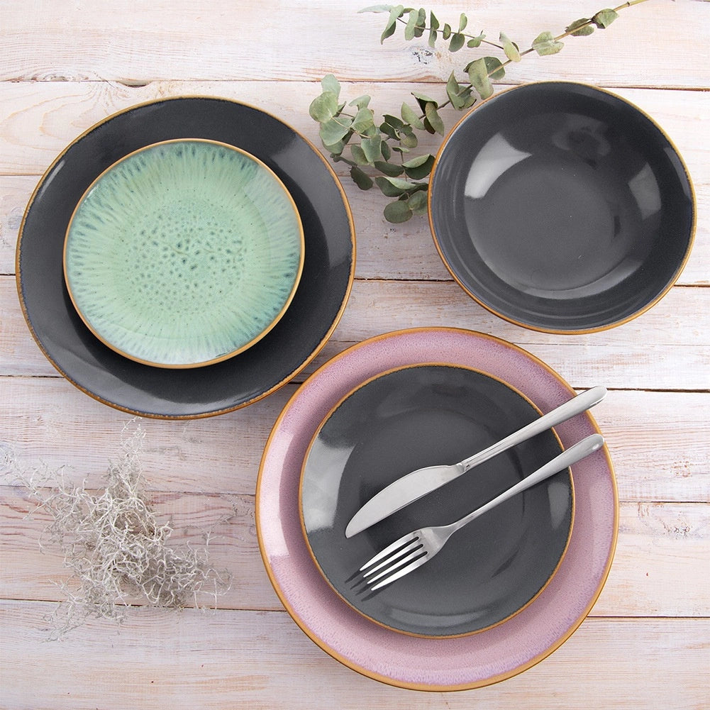 Ceramic Dinner Plate, Gray, 27 cm, Dishwasher Safe