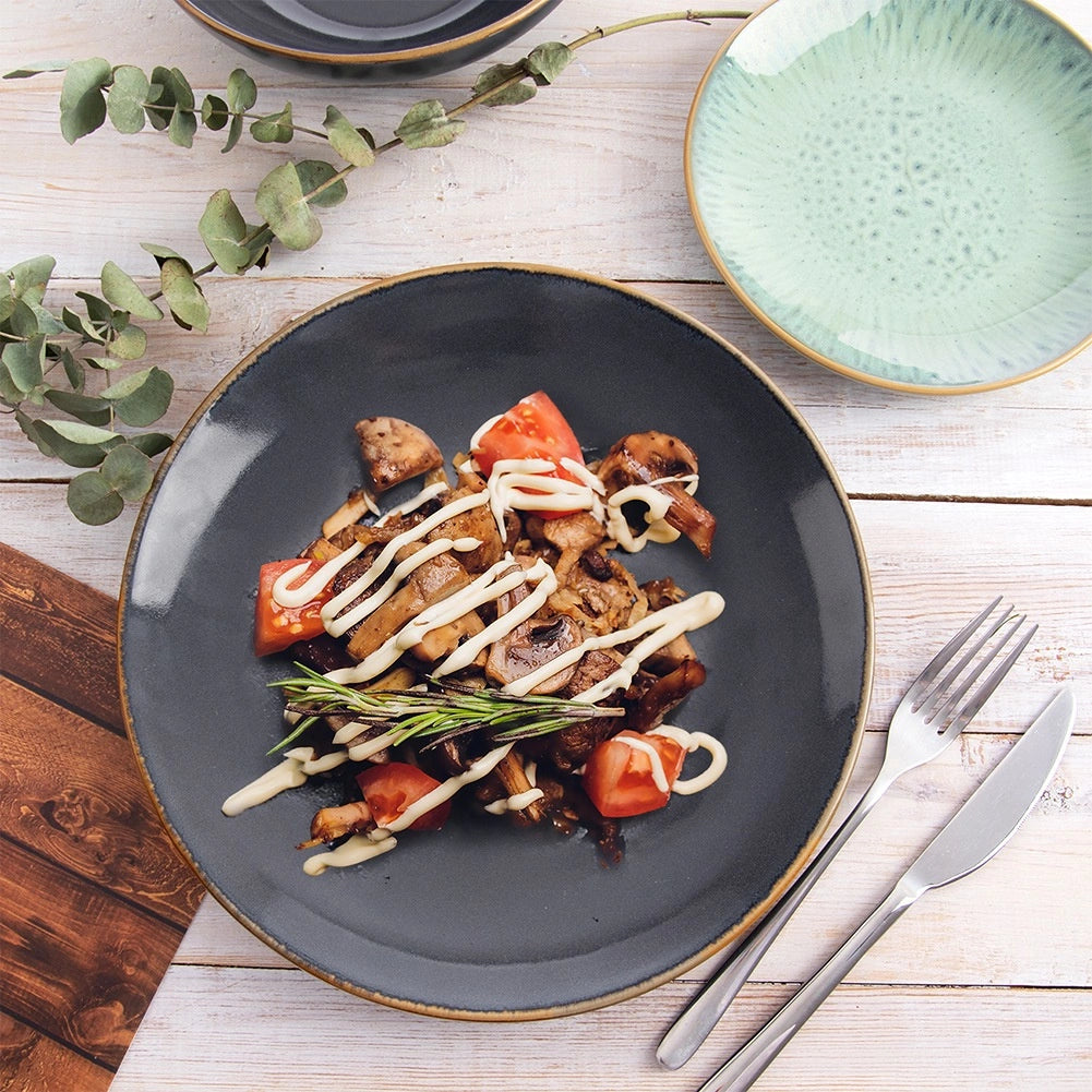 Ceramic Dinner Plate, Gray, 27 cm, Dishwasher Safe