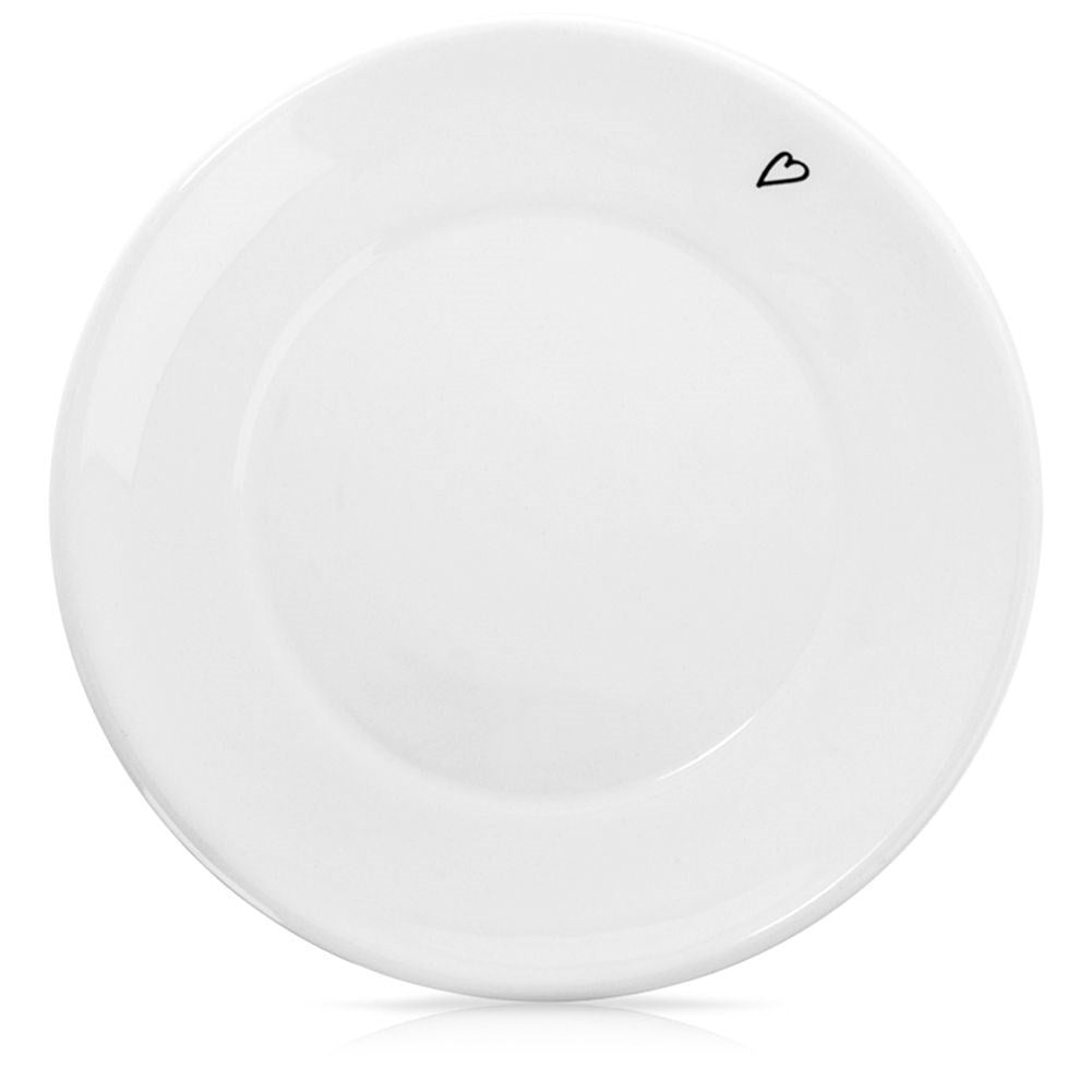 Ceramic Dish 12 cm - White Design with Heart motif, Dishwasher safe