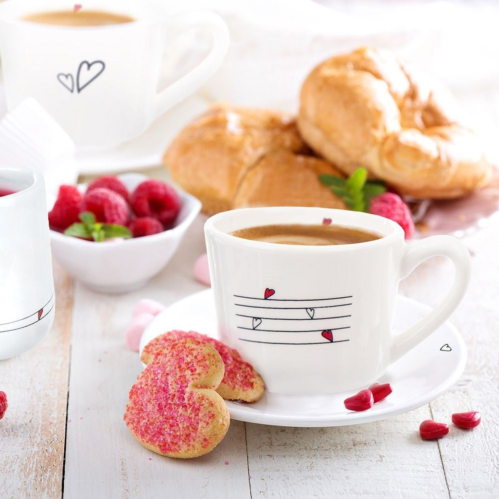 Ceramic Dish 12 cm - White Design with Heart motif, Dishwasher safe
