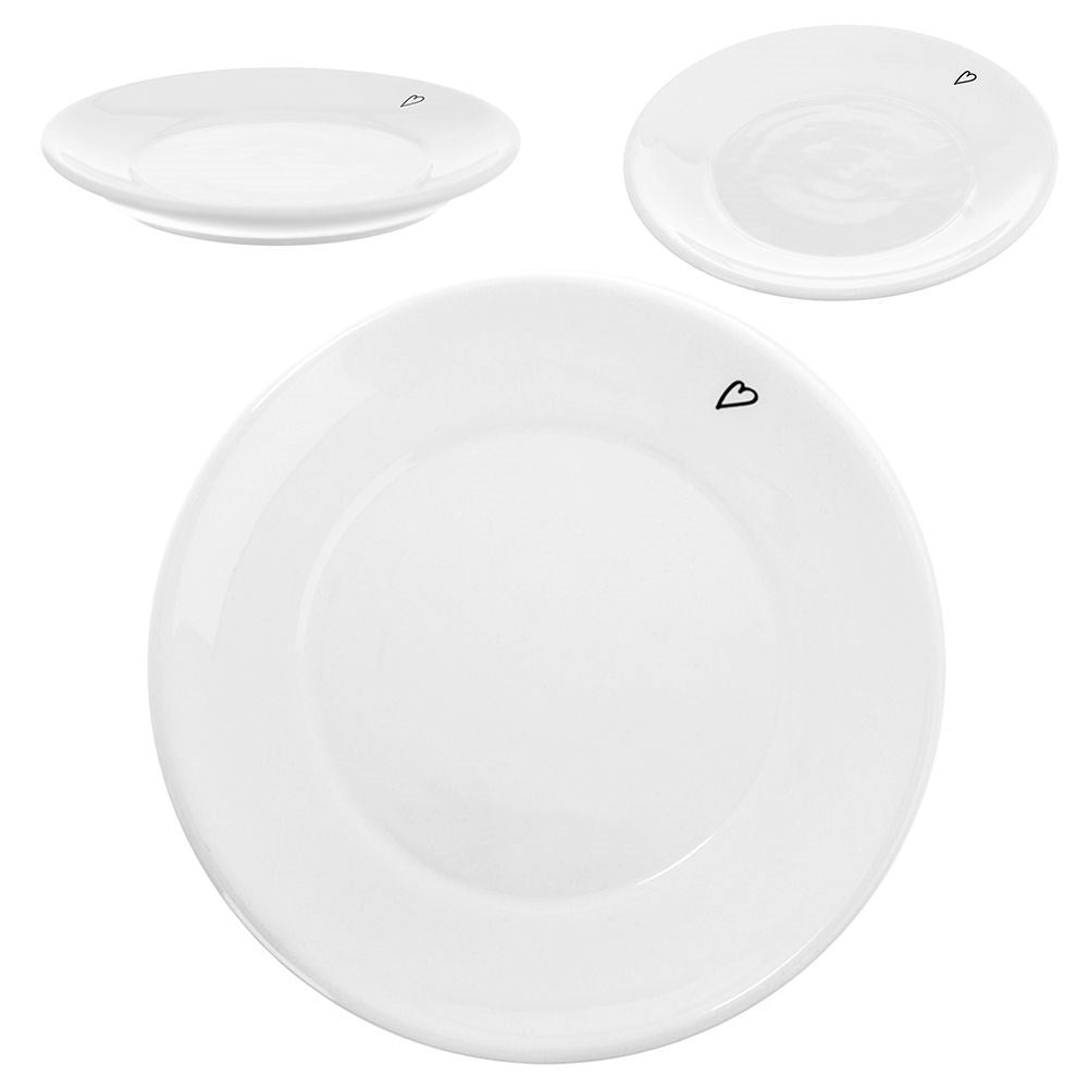 Ceramic Dish 12 cm - White Design with Heart motif, Dishwasher safe