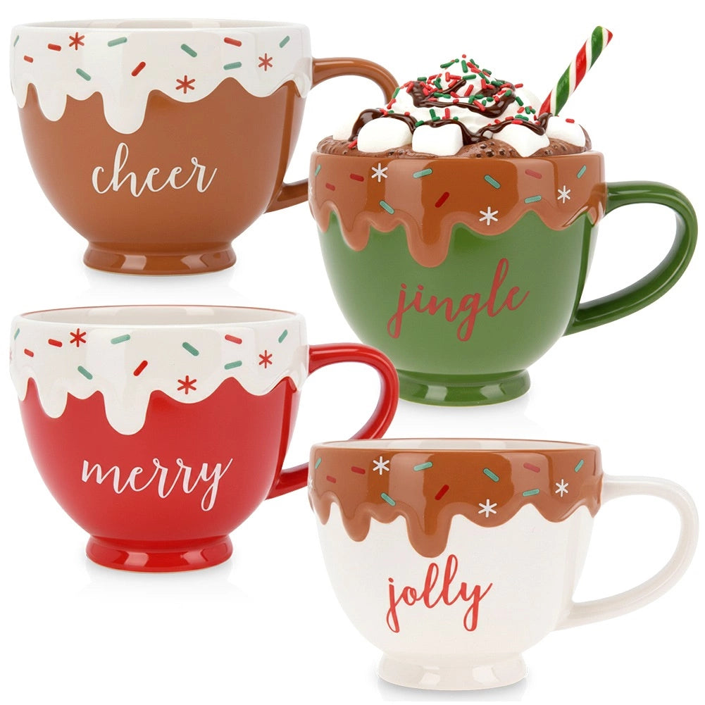 Ceramic Holiday Mugs Set, 420ml, 4 Colors