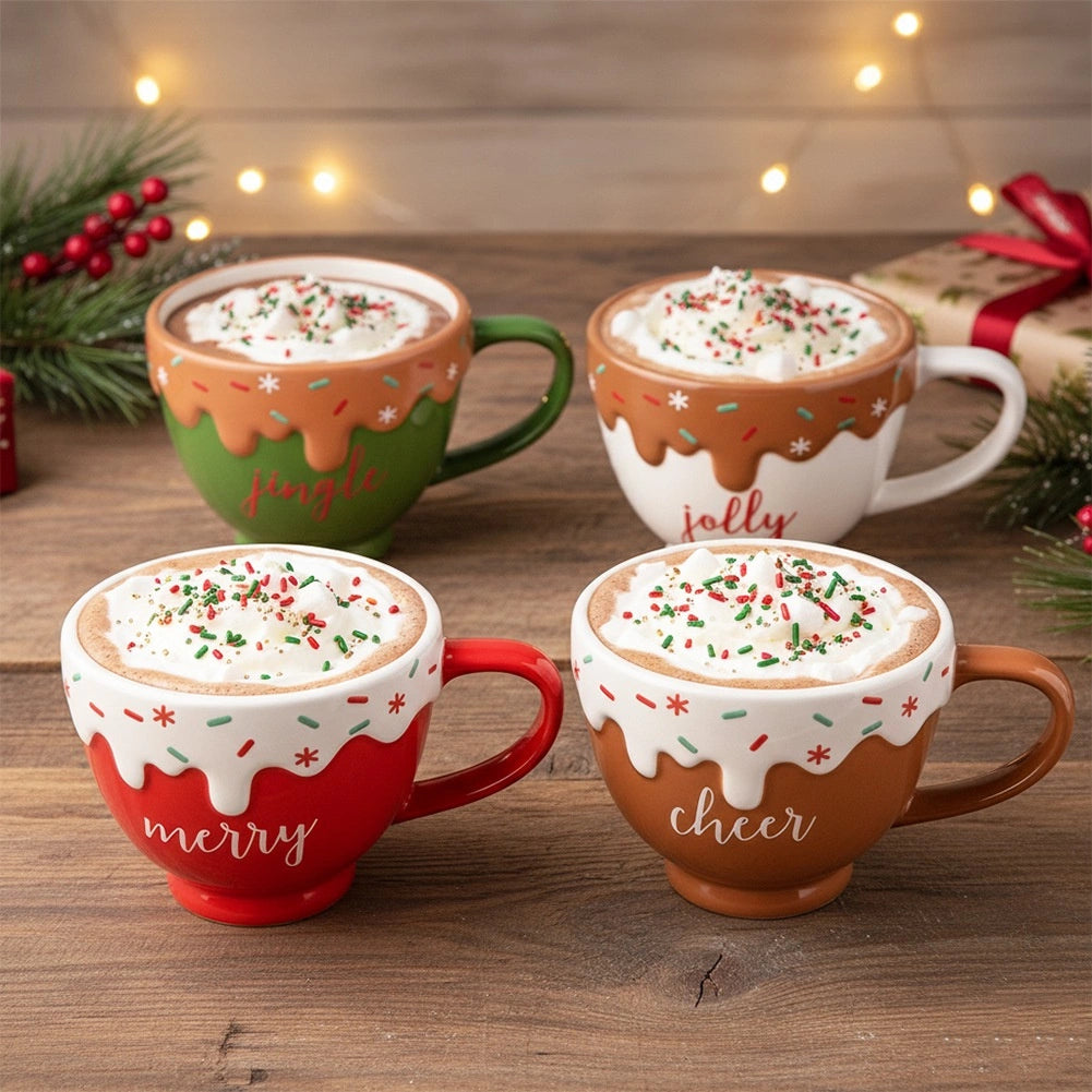 Ceramic Holiday Mugs Set, 420ml, 4 Colors