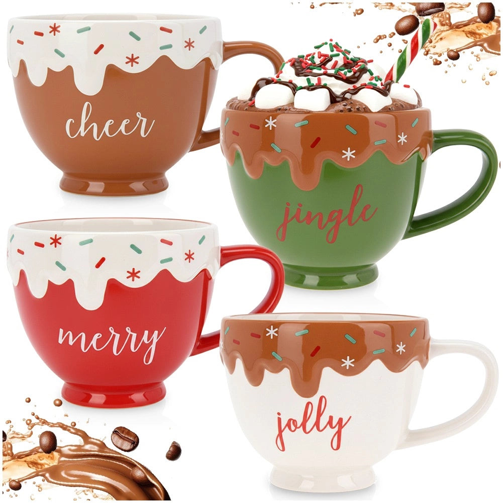 Ceramic Holiday Mugs Set, 420ml, 4 Colors