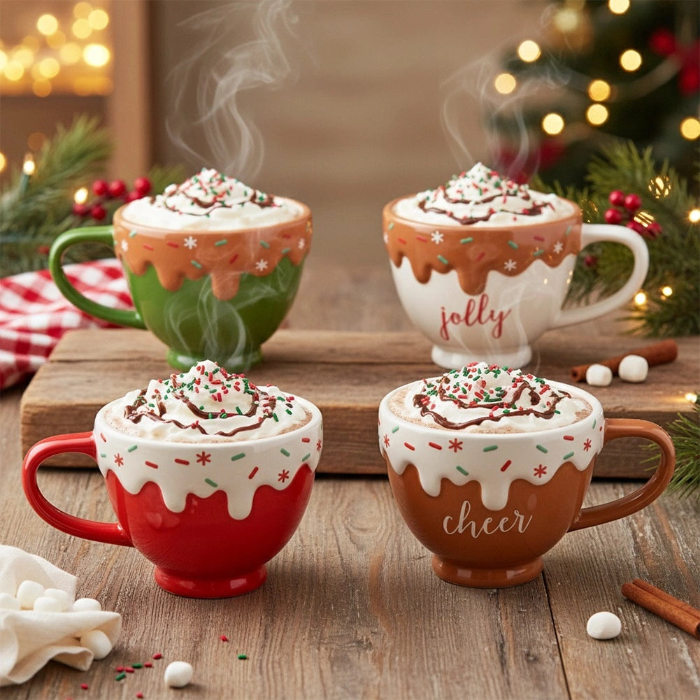 Ceramic Holiday Mugs Set, 420ml, 4 Colors