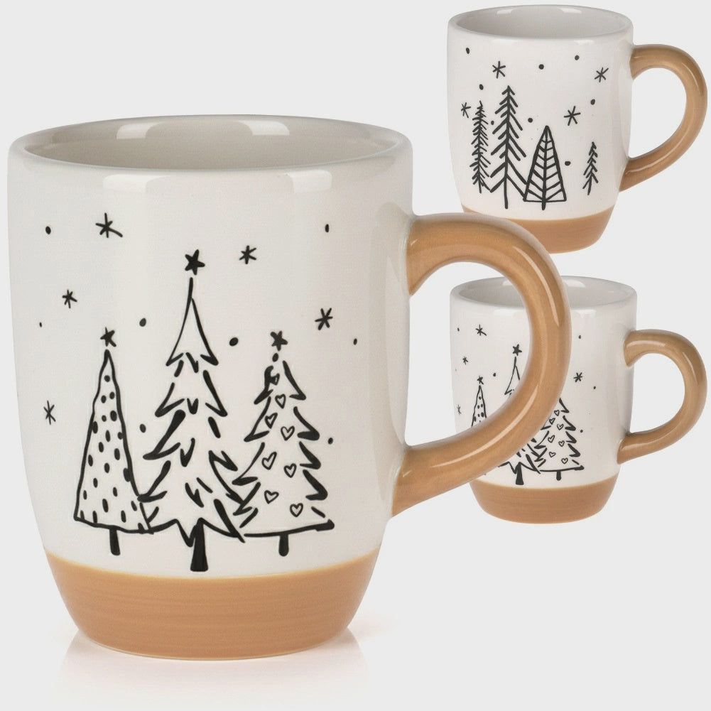 Ceramic Holiday Mug with Tree Design, 330 ml