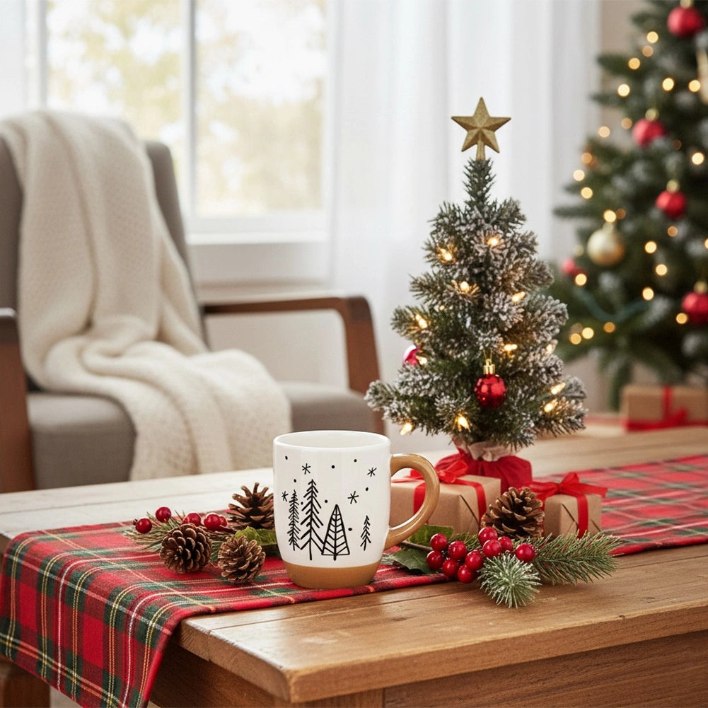 Ceramic Holiday Mug with Tree Design, 330 ml