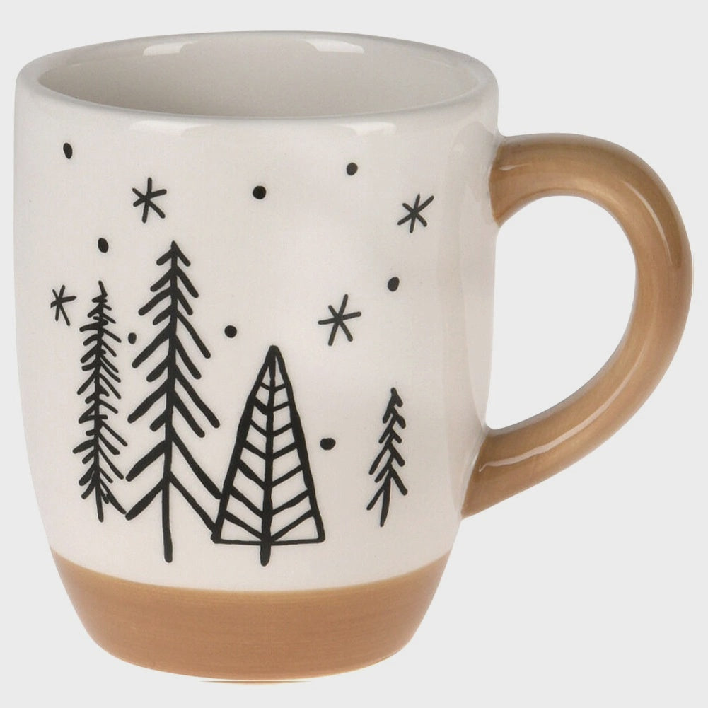Ceramic Holiday Mug with Tree Design, 330 ml
