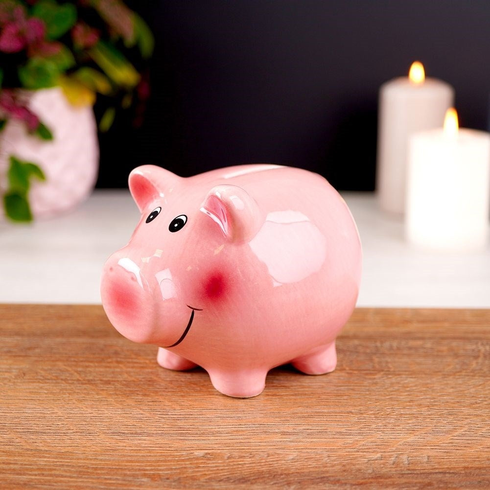 Ceramic Piggy Bank: Beautiful Pink Piggy Bank for Your Savings