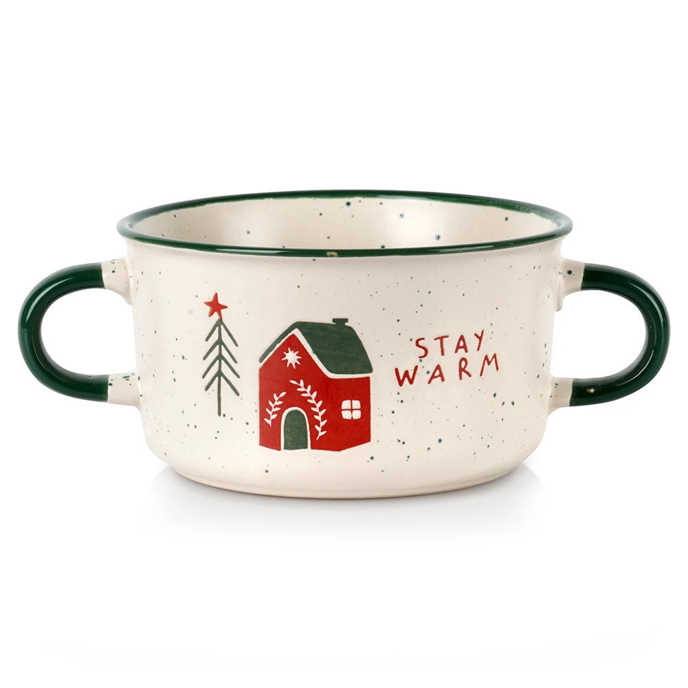 Ceramic Soup Bowl, 625 ml, Christmas Design, Stoneware