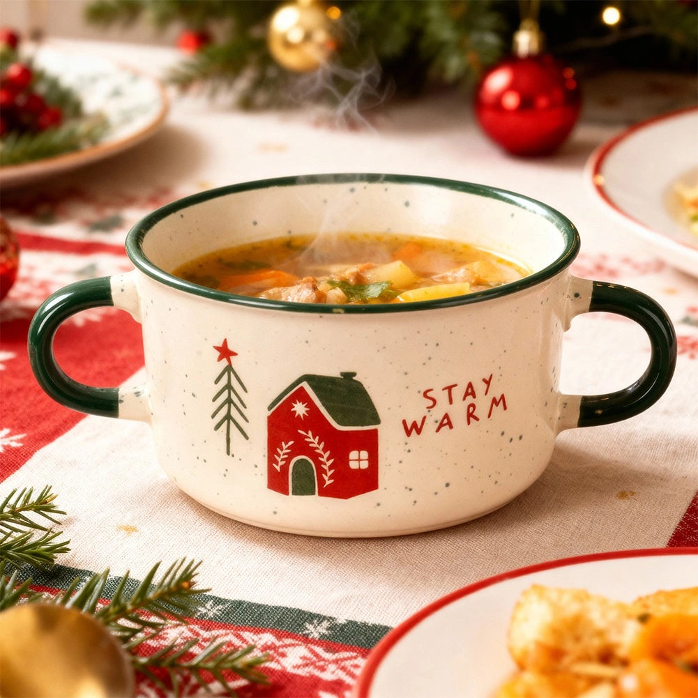 Ceramic Soup Bowl, 625 ml, Christmas Design, Stoneware