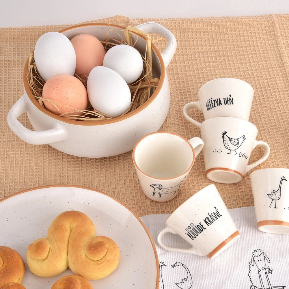 Ceramic Soup Bowl with Handles, 800 ml, Dishwasher Safe