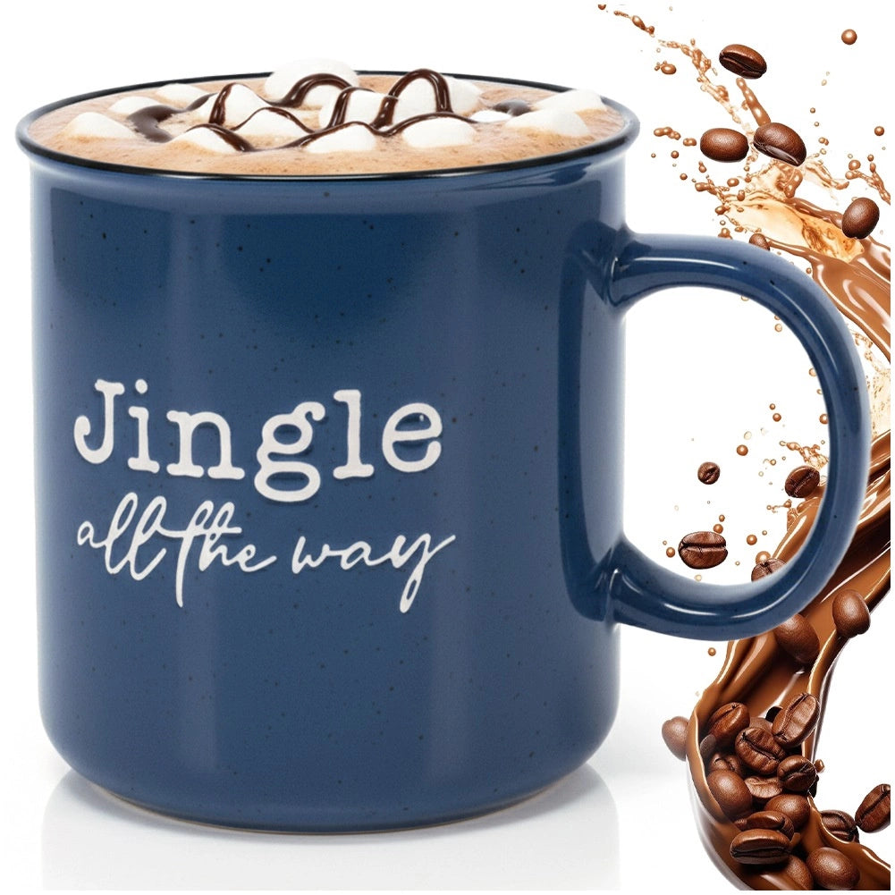 Ceramic Stoneware Mug, Navy Blue, 700ml, Christmas Motif