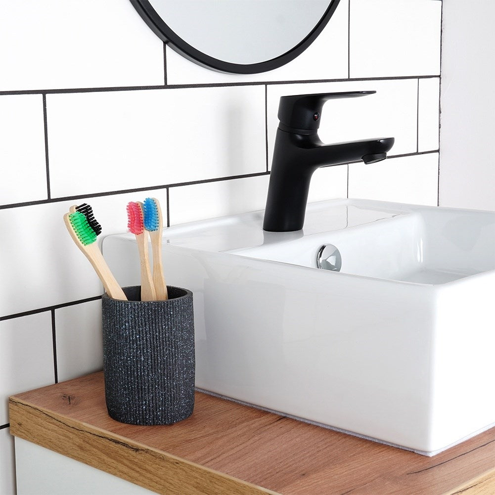 Ceramic Toothbrush Holder with Stone Finish for Bathroom