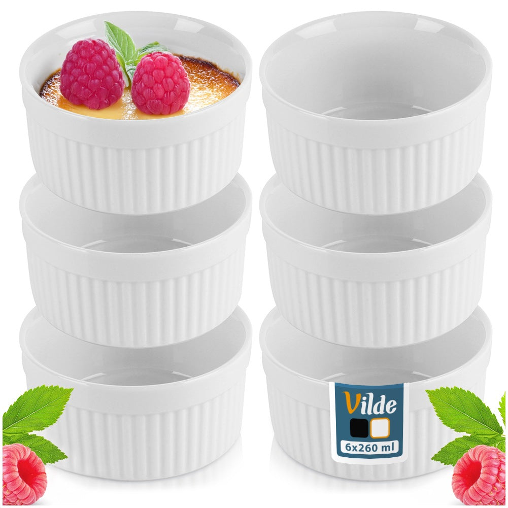 Ceramic baking bowls white 260 ml 6 pcs.