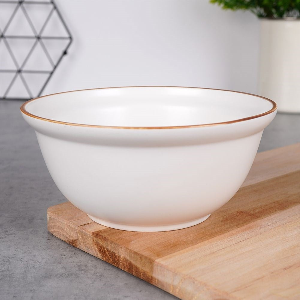 Ceramic bowl 750 ml, white/brown, dishwasher and microwave safe