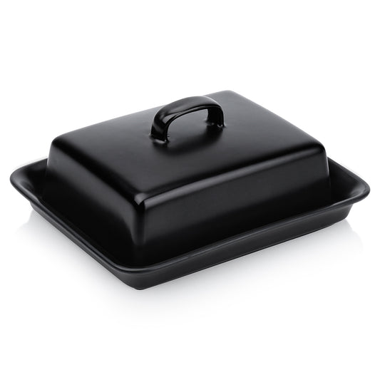 Ceramic butter dish black