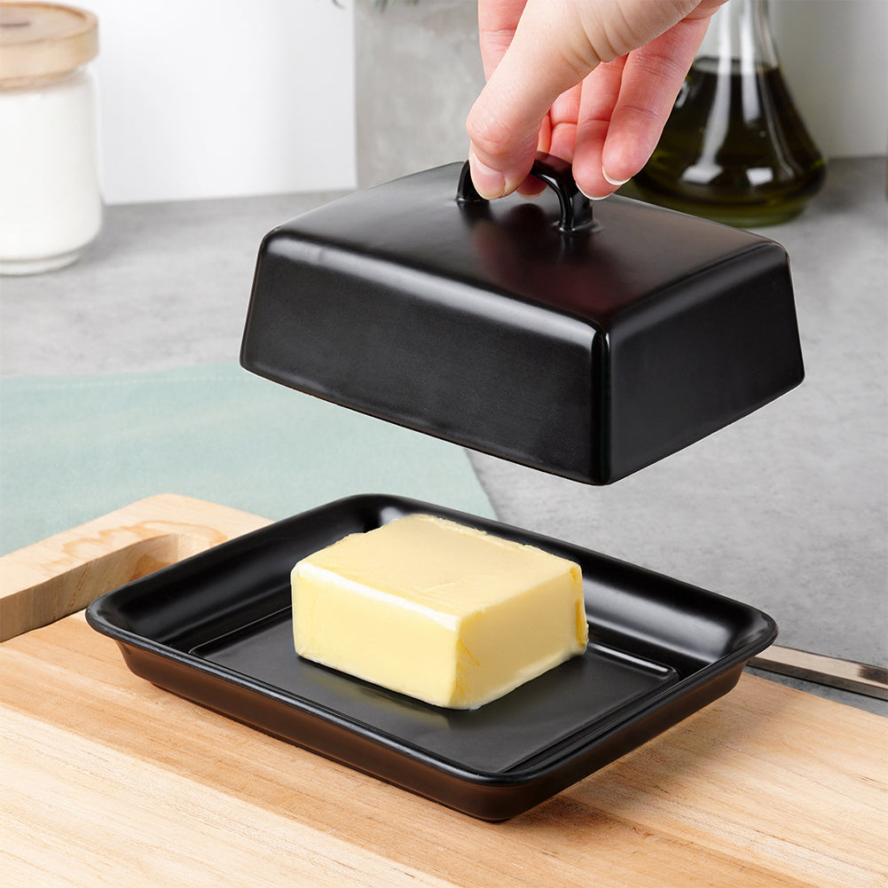 Ceramic butter dish black