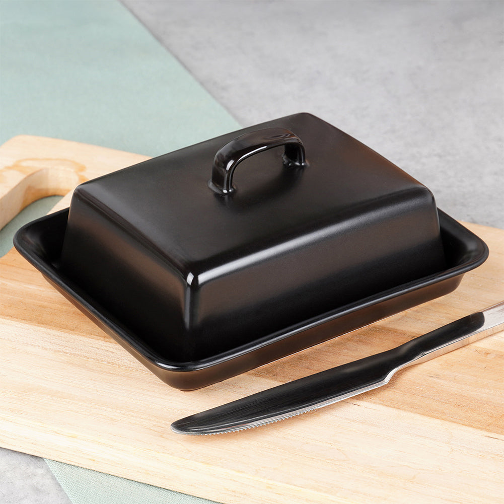 Ceramic butter dish black