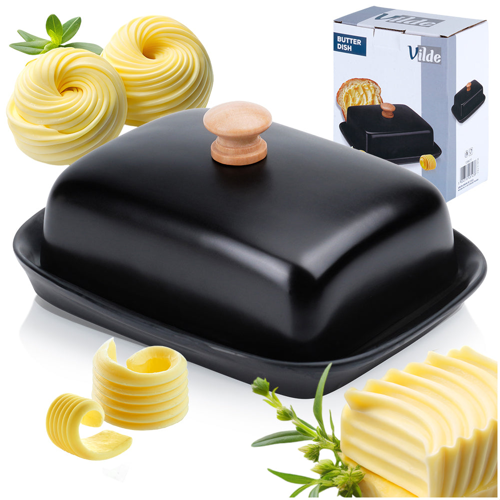 Ceramic butter dish black