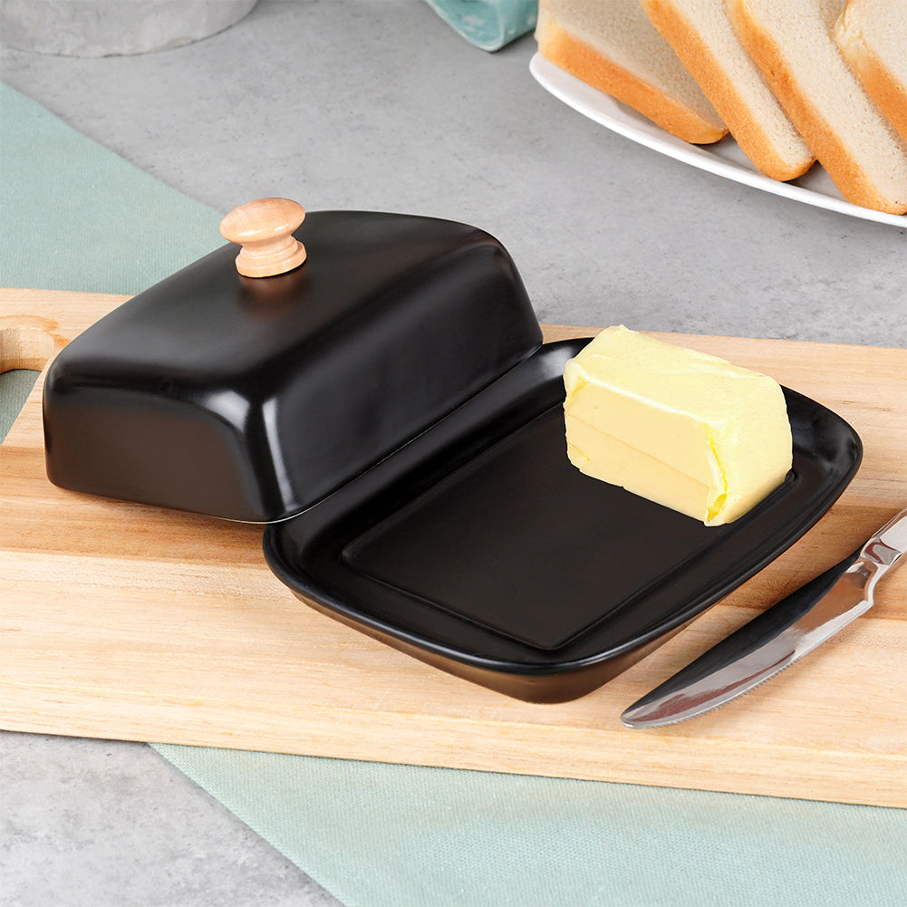 Ceramic butter dish black
