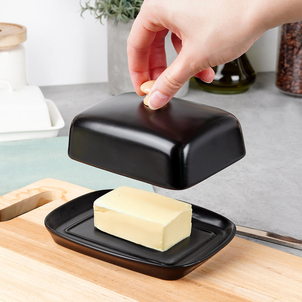 Ceramic butter dish black