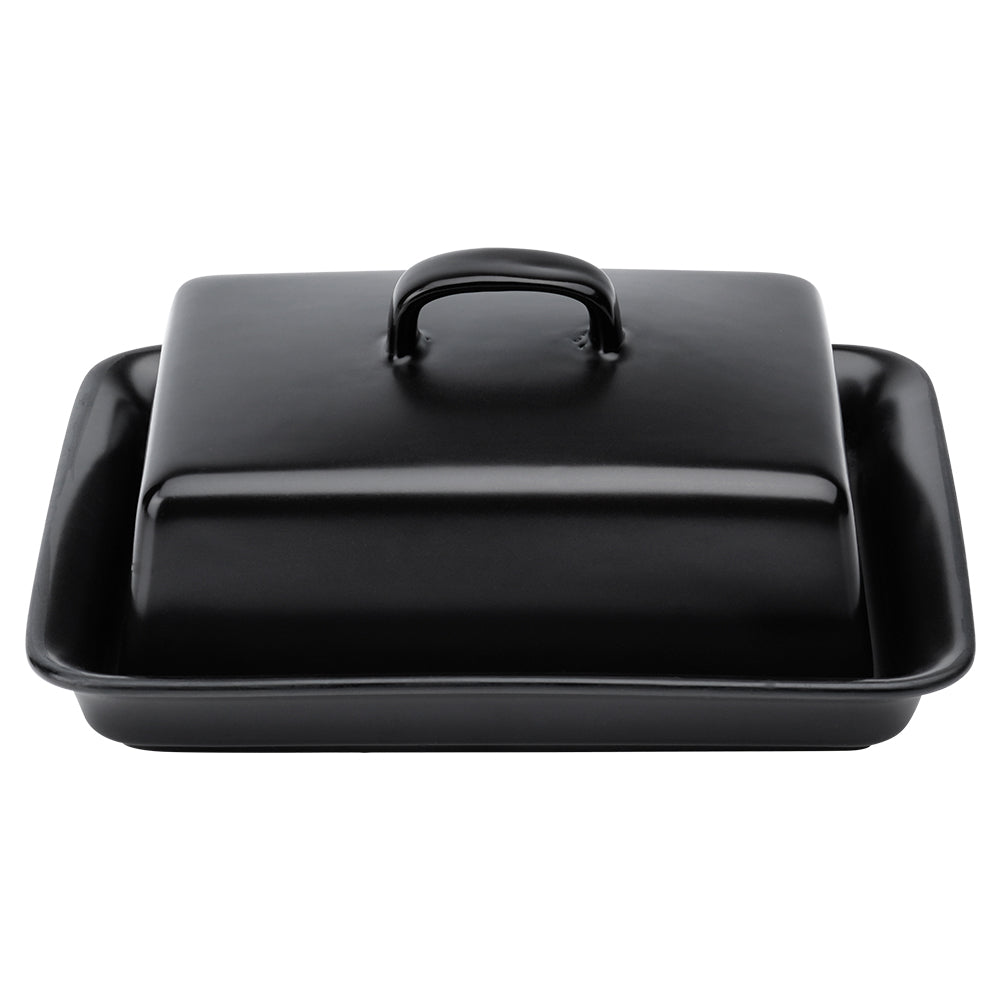 Ceramic butter dish black