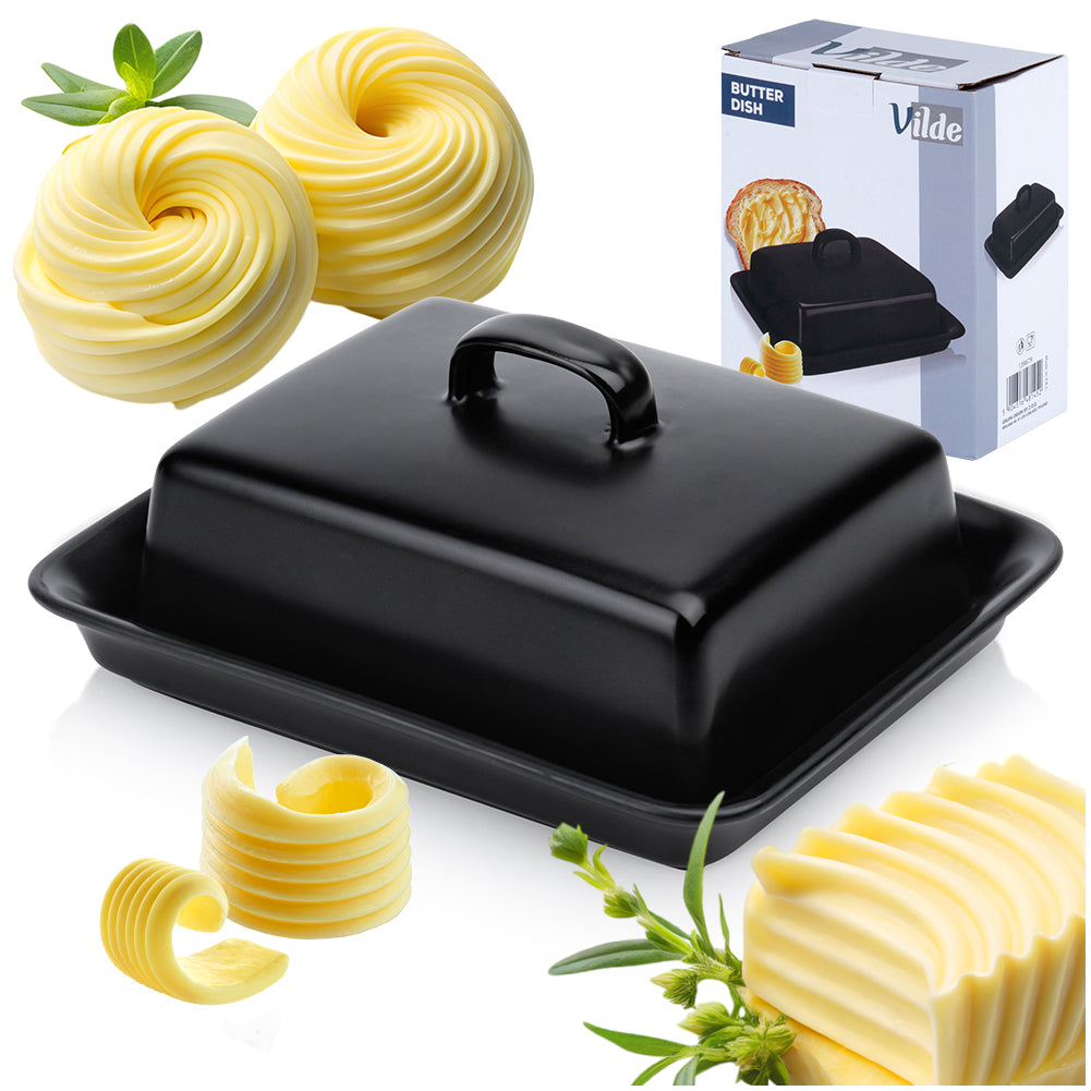 Ceramic butter dish black