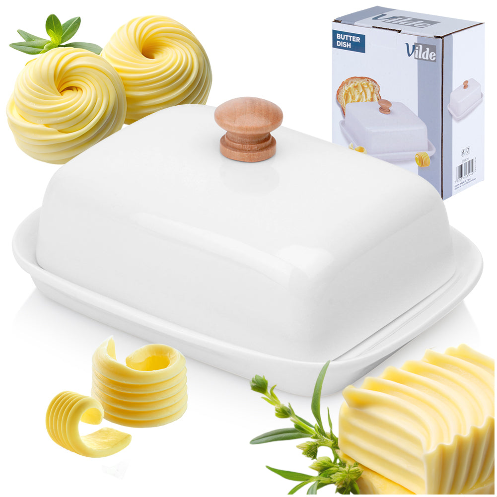 Ceramic butter dish white