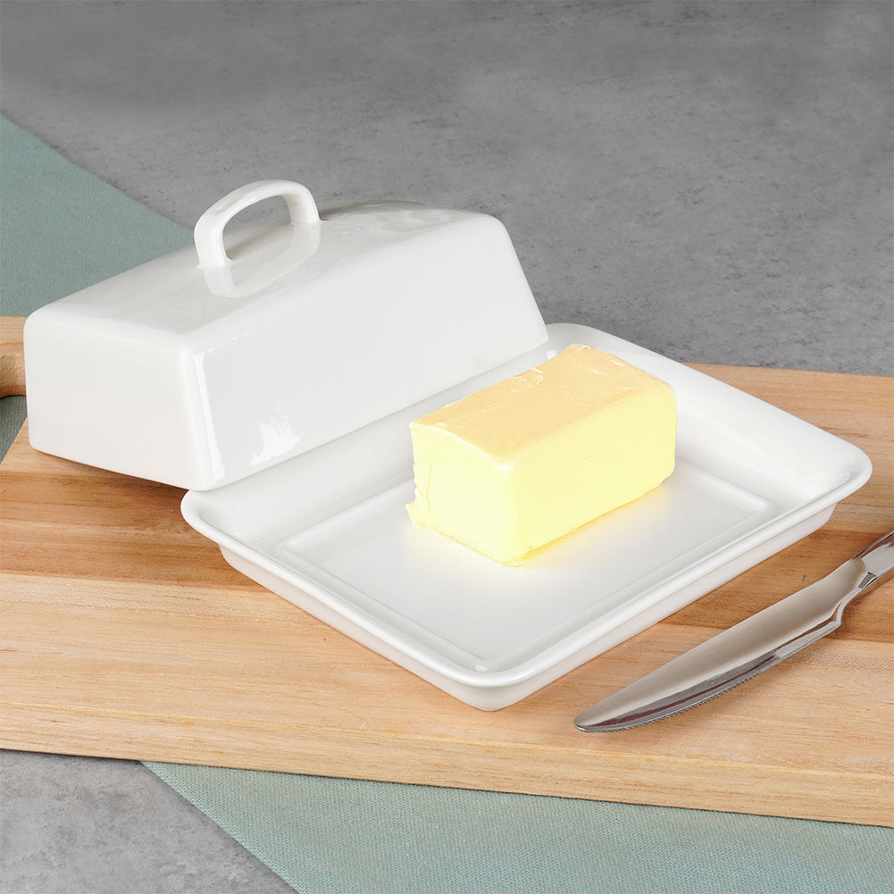 Ceramic butter dish white
